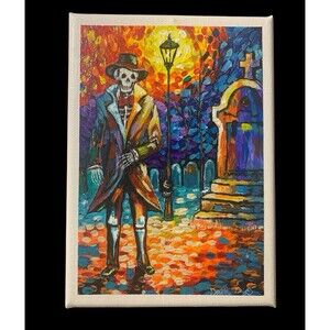 A Timeless Dance with the Departed: Original Acrylic Painting! Halloween decor